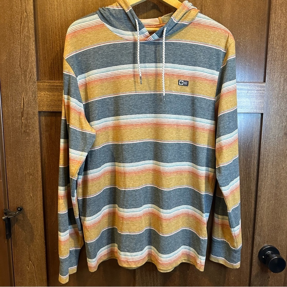 Salty Crew Gray and Yellow Striped Long Sleeve Tee